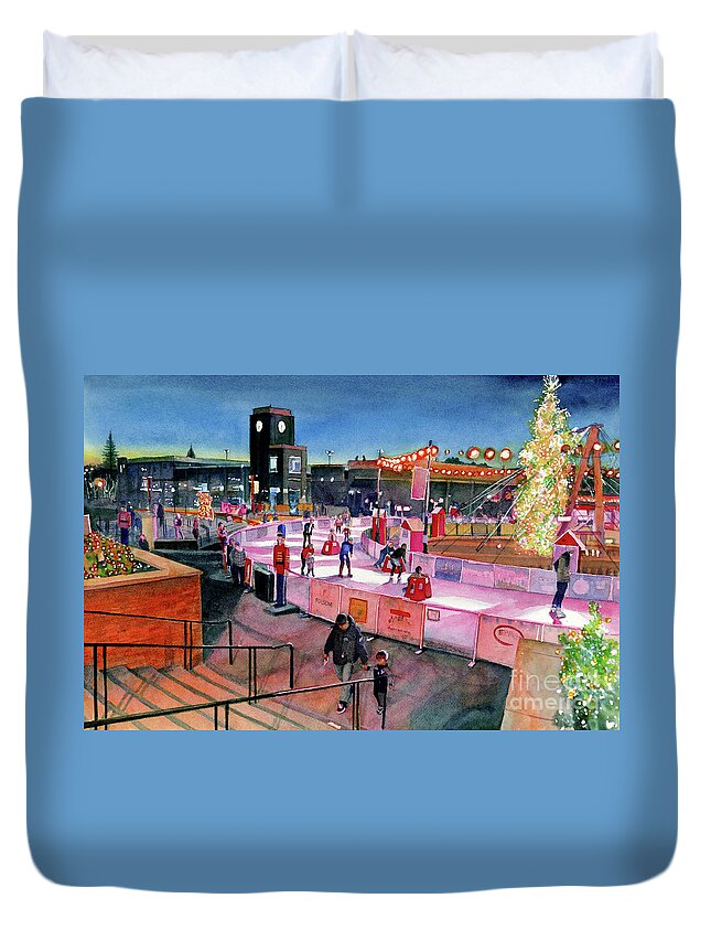 Placer Arts Duvet Cover featuring the painting #525 Folsom Ice Rink #525 by William Lum