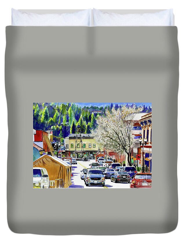 Placer Arts Duvet Cover featuring the painting #544 Placerville 2021 #544 by William Lum