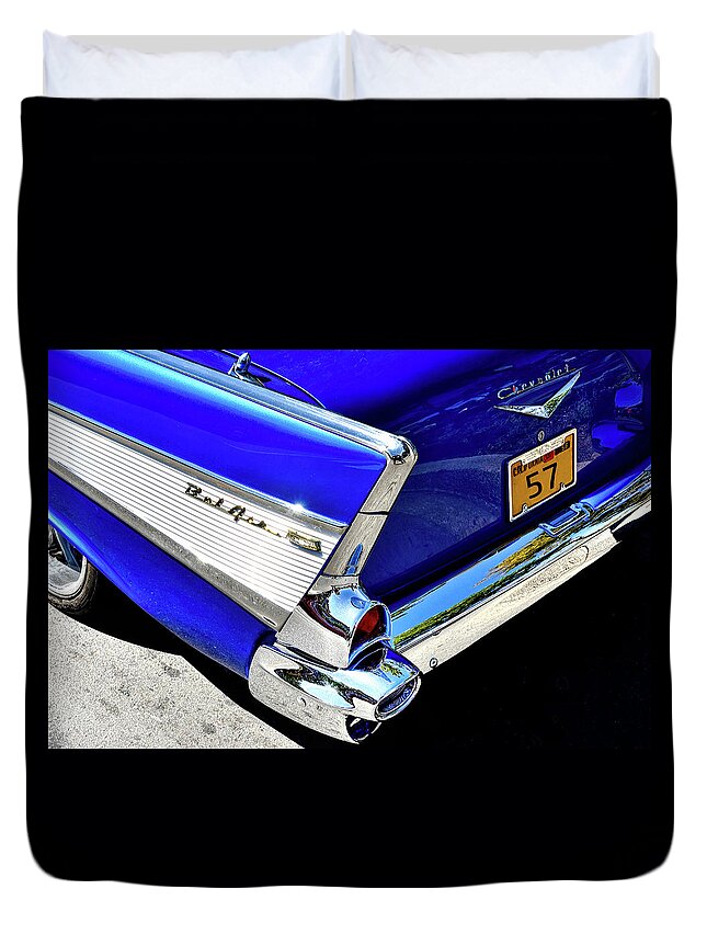 David Lawson Photography Duvet Cover featuring the photograph 57 Chevy Chrome by David Lawson