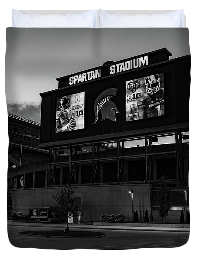 College Campus Tour Duvet Cover featuring the photograph Exterior of Spartan Stadium at Michigan State University in East Lansing Michigan #6 by Eldon McGraw