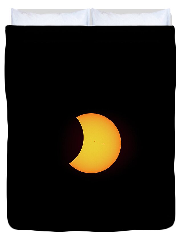 Solar Eclipse Duvet Cover featuring the photograph Partial Solar Eclipse by David Beechum