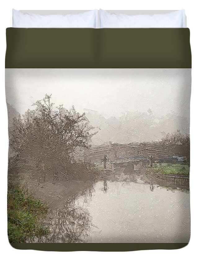 River Duvet Cover featuring the digital art Power of Nature #63 by TintoDesigns