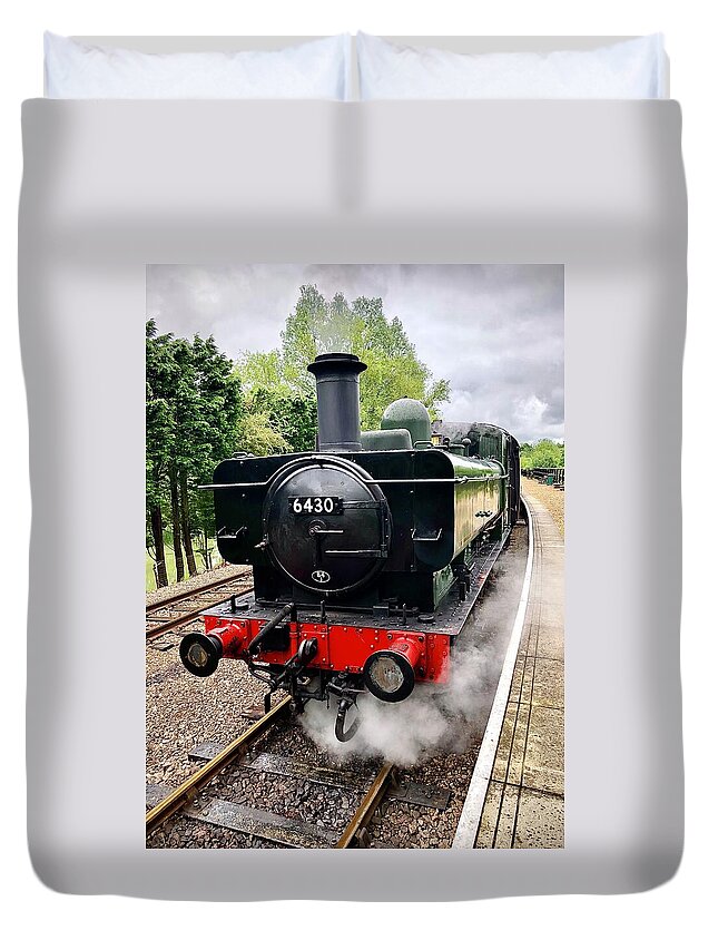 6430 Duvet Cover featuring the photograph 6430 Steam Locomotive in Steam by Gordon James