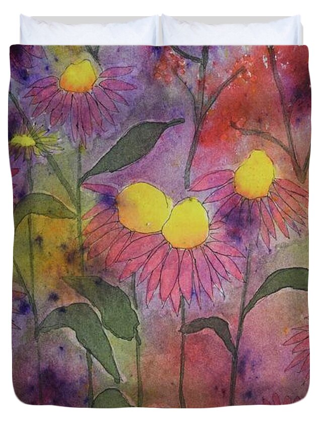 Barrieloustark Duvet Cover featuring the painting #650 Cosmos Surprise #650 by Barrie Stark