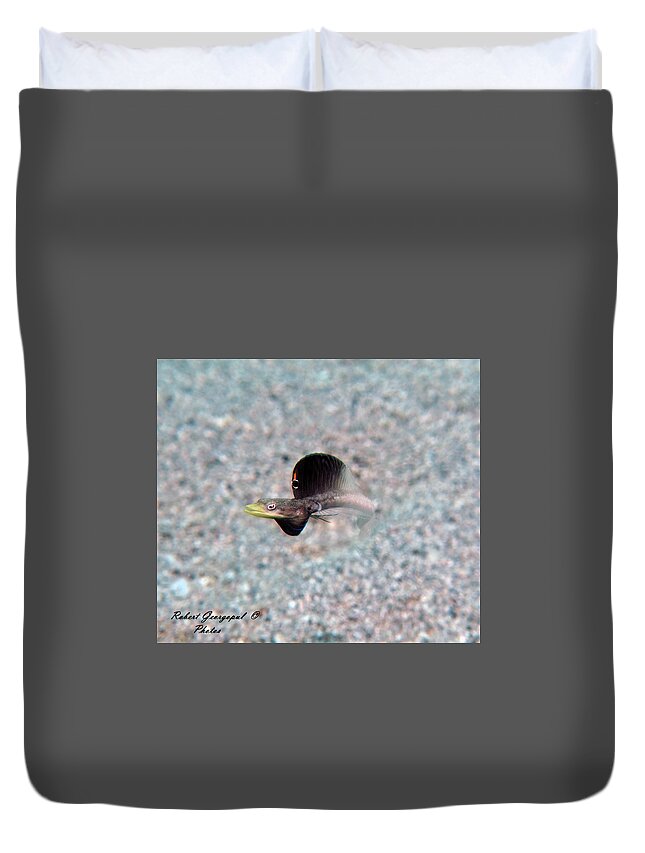 Blenny Duvet Cover featuring the photograph Bluethroat Pikeblenny #7 by Robert Georgopul