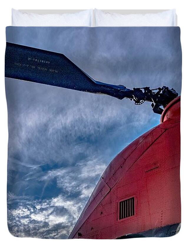 Chopper Duvet Cover featuring the photograph Boeing CH-47 Chinook helicopter near cherry point nc #7 by Alex Grichenko