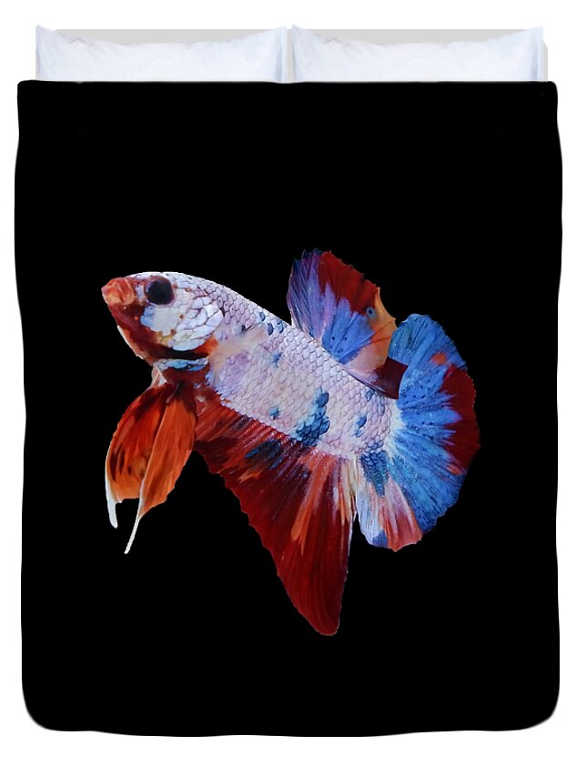Betta Duvet Cover featuring the photograph Multicolor Betta Fish #7 by Sambel Pedes