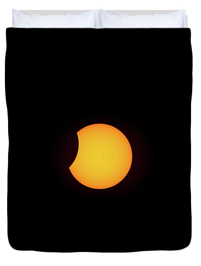 Solar Eclipse Duvet Cover featuring the photograph Partial Solar Eclipse by David Beechum