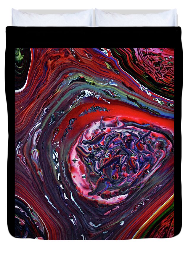 Acrylic Abstract Duvet Cover featuring the painting Re-Birth RV1 by Diane Goble