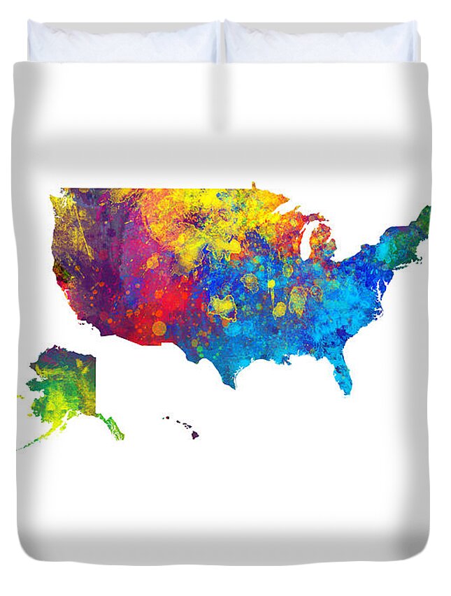United States Duvet Cover featuring the digital art United States Watercolor Map by Michael Tompsett