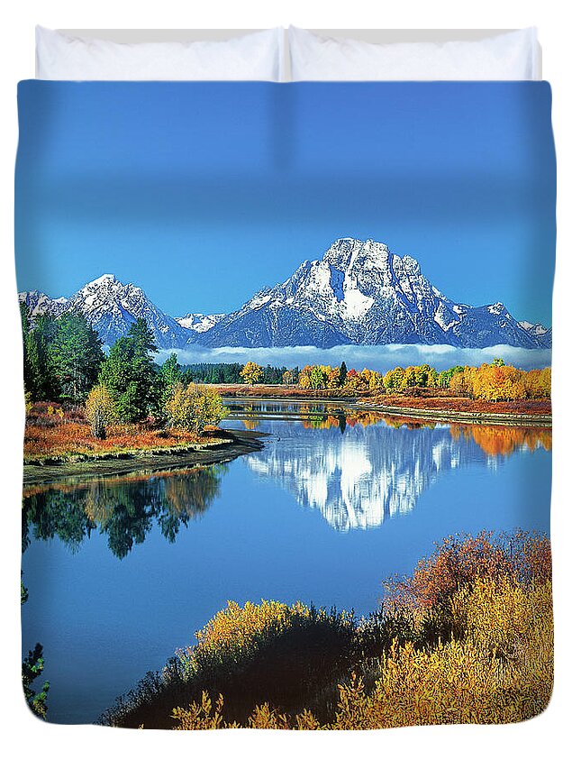Dave Welling Duvet Cover featuring the photograph 749450005v Fall Oxbow Bend Grand Tetons National Park Wyoming by Dave Welling