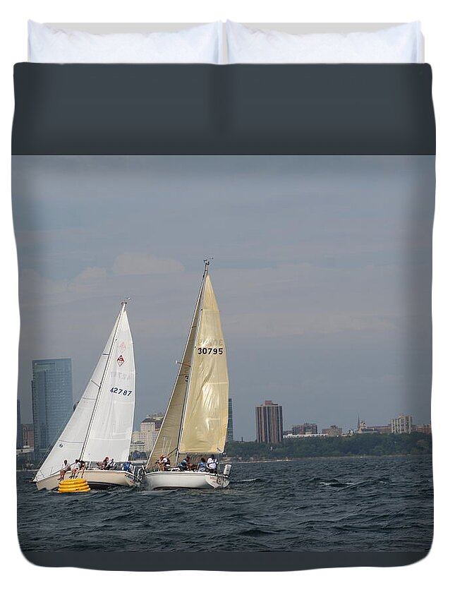  Duvet Cover featuring the photograph The race #77 by Jean Wolfrum