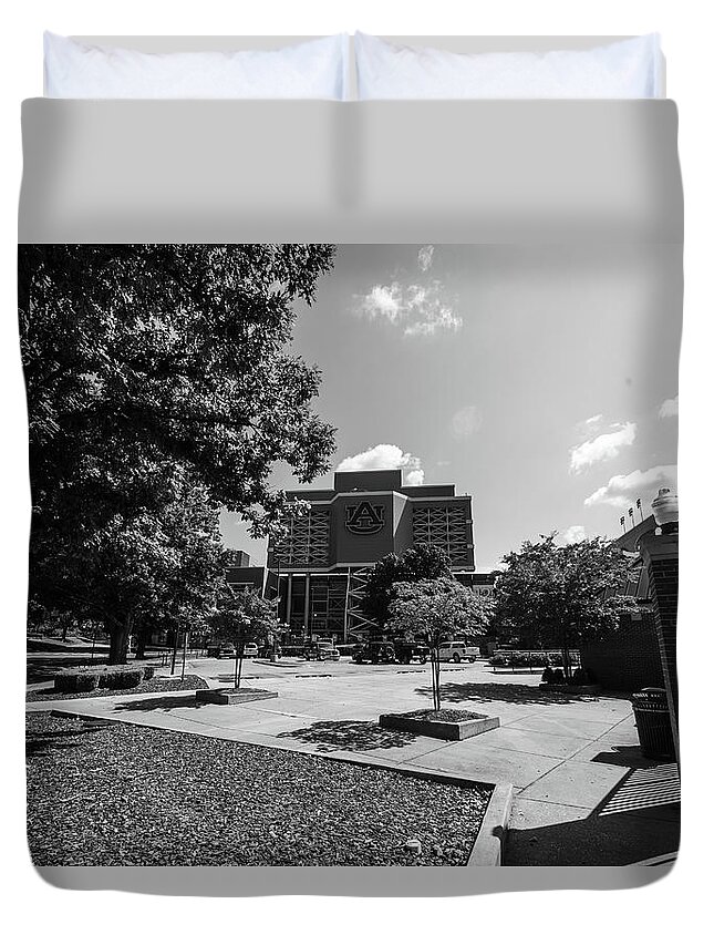 Auburn Tigers Duvet Cover featuring the photograph Entrance view of Jordan Hare Stadium at Auburn University by Eldon McGraw