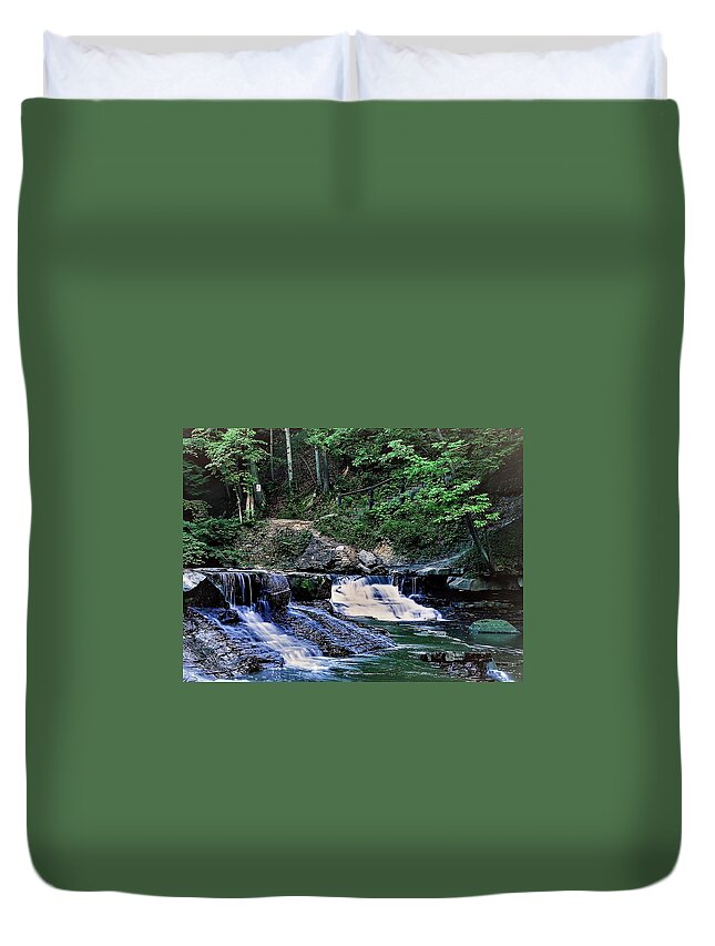 Waterfall Duvet Cover featuring the photograph Henry Church Falls by Brad Nellis