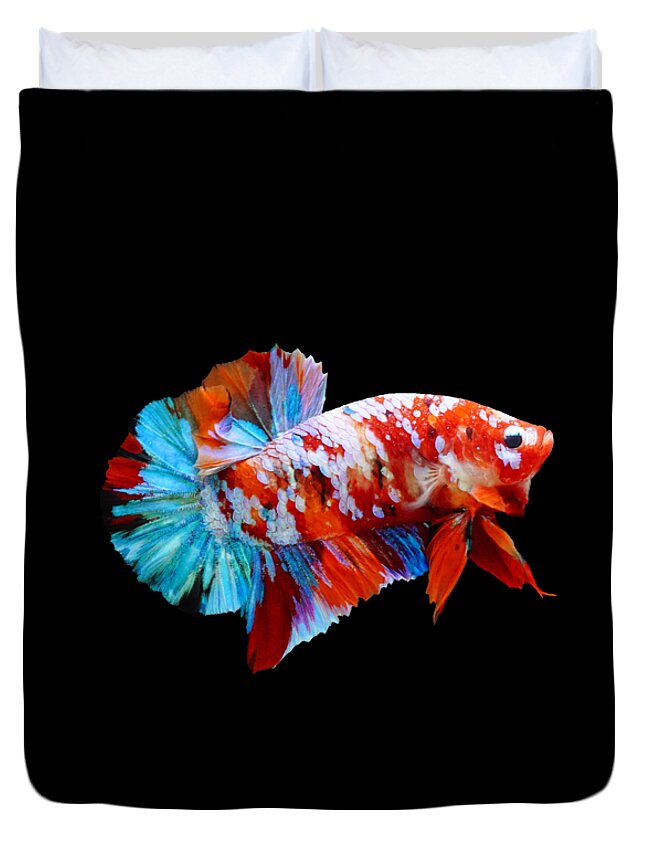 Betta Duvet Cover featuring the photograph Multicolor Betta Fish by Sambel Pedes