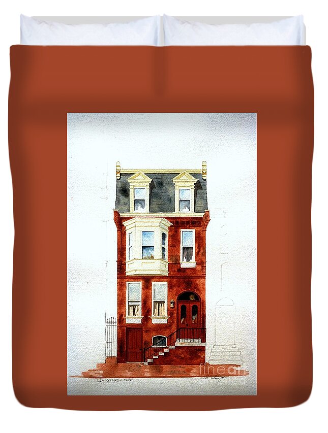 Watercolor Duvet Cover featuring the painting 824 Jefferson St. by William Renzulli