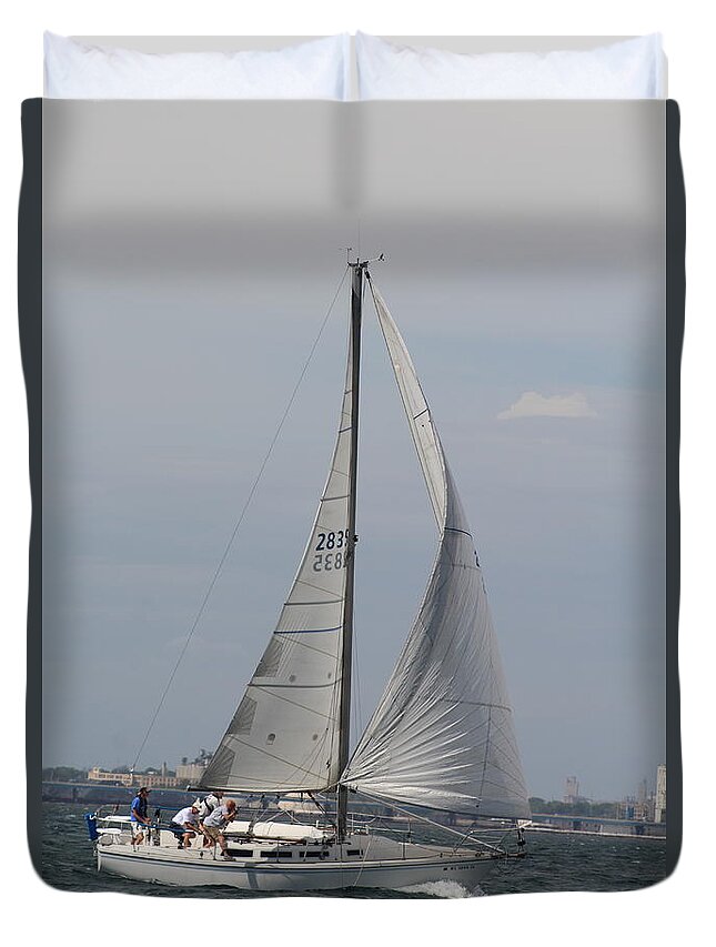  Duvet Cover featuring the photograph The race #85 by Jean Wolfrum
