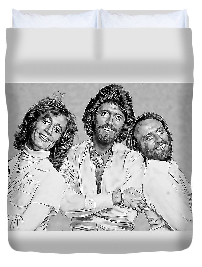 Bee Gees Duvet Cover featuring the mixed media Bee Gees Collection #9 by Marvin Blaine