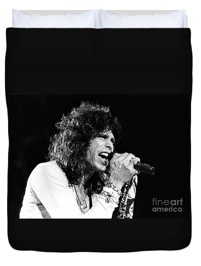Singing Duvet Cover featuring the photograph Steven Tyler - Aerosmith #9 by Concert Photos