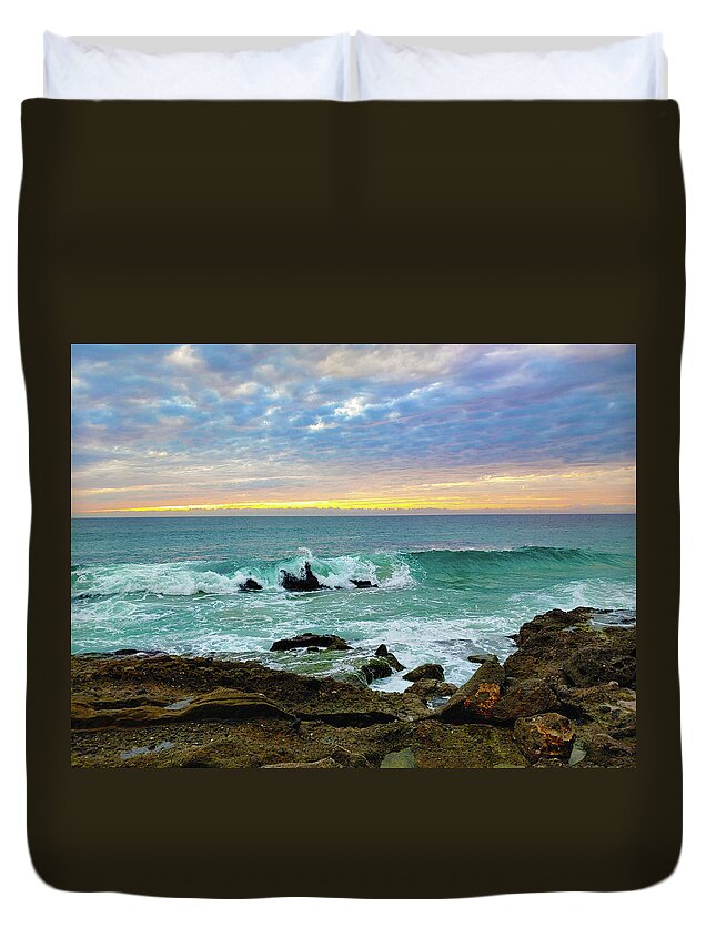 Sunset Duvet Cover featuring the photograph A Beach To Remember by Marcus Jones