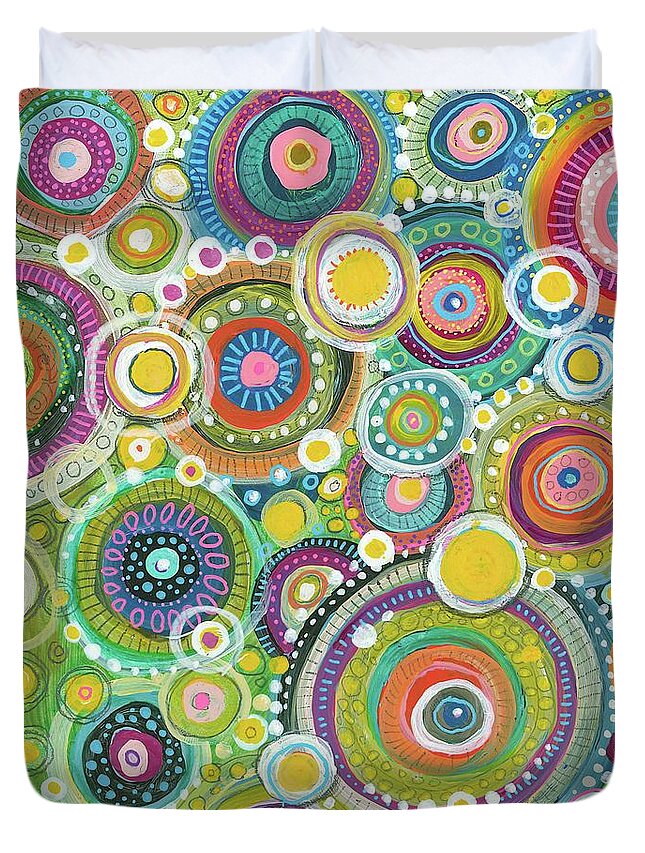 Circles Painting Duvet Cover featuring the painting A Beautiful Mess by Tanielle Childers