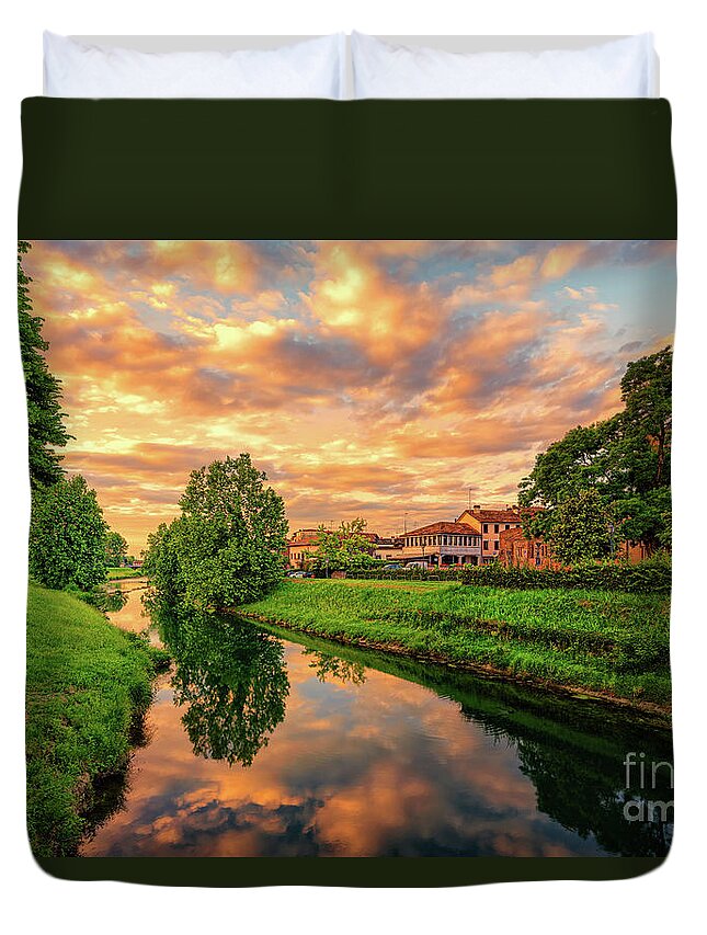 River Duvet Cover featuring the photograph A beautiful sunrise by The P