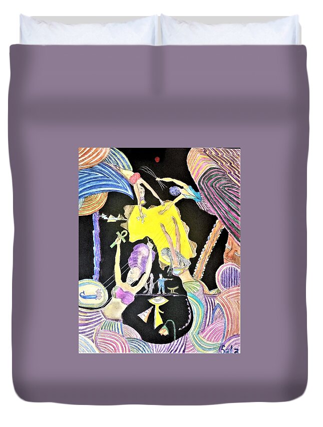  Duvet Cover featuring the painting A Brand New Land by Sala Adenike