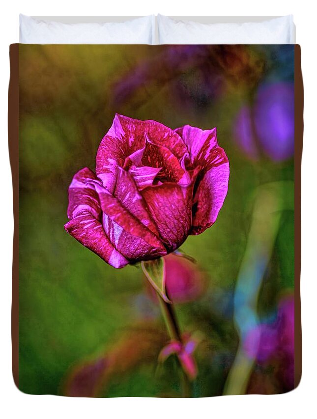 Roses Duvet Cover featuring the photograph A Bud by Diana Mary Sharpton