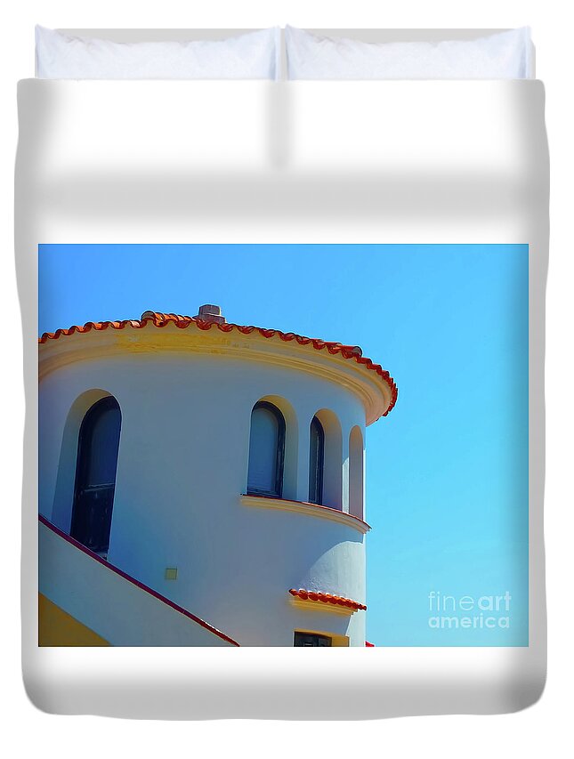 Building Duvet Cover featuring the photograph A building in Macaret Menorca, Spain. by Pics By Tony