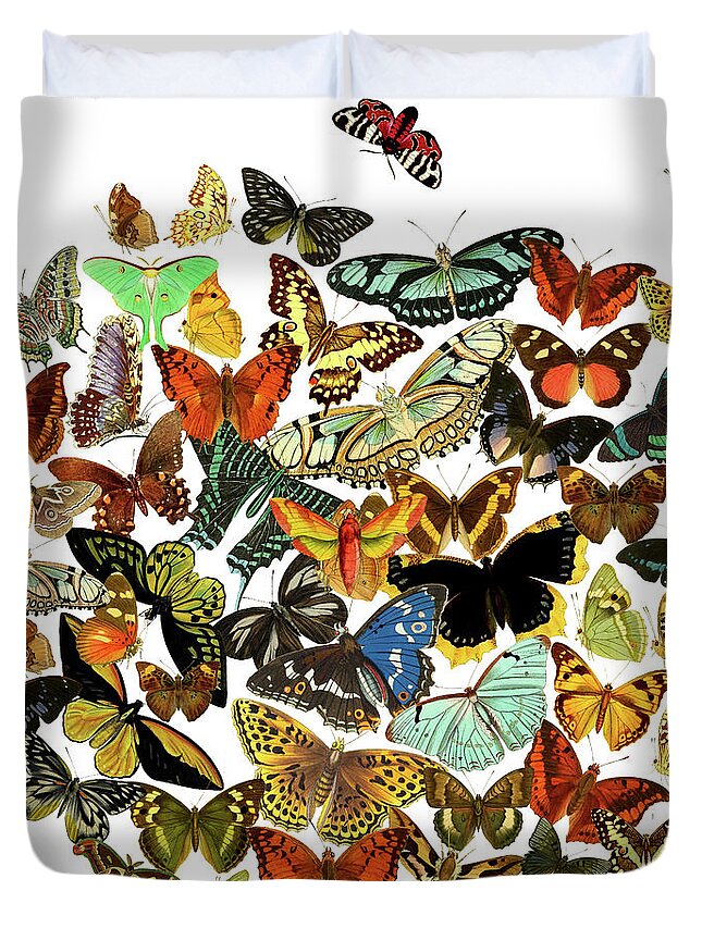 Butterflies Duvet Cover featuring the digital art A Bunch of Butterflies by Lorena Cassady