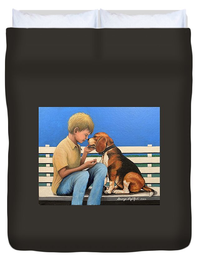 Character Study Duvet Cover featuring the painting A Dog and his Boy by George Lightfoot