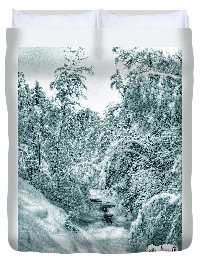 Horse Duvet Cover featuring the photograph A Drink from Halls Brook by Wayne King
