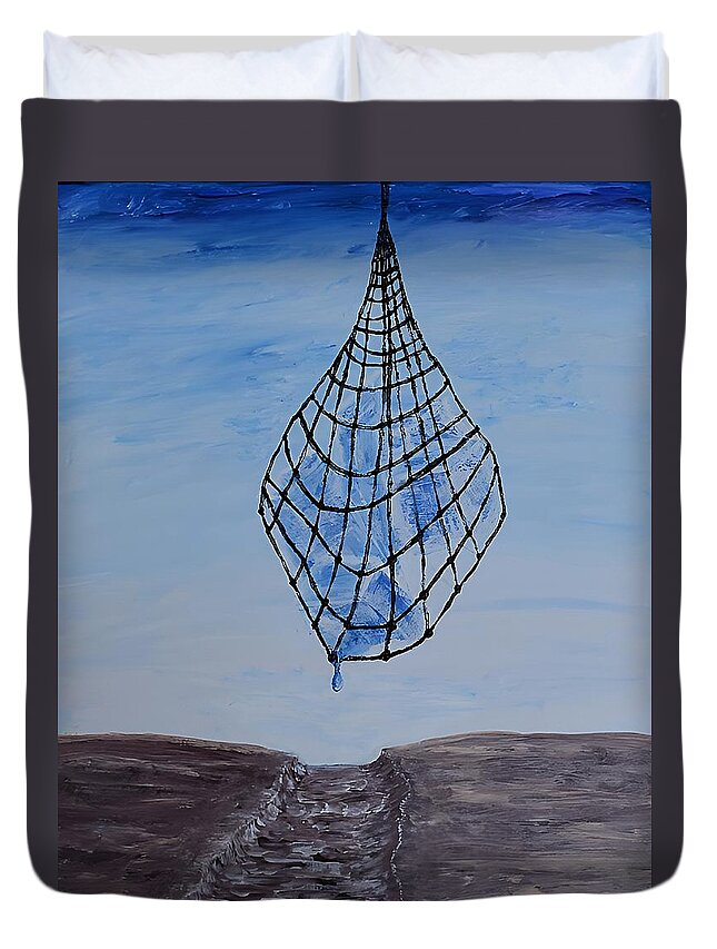 Abstract Duvet Cover featuring the painting A Drink of Water by Christina Knight
