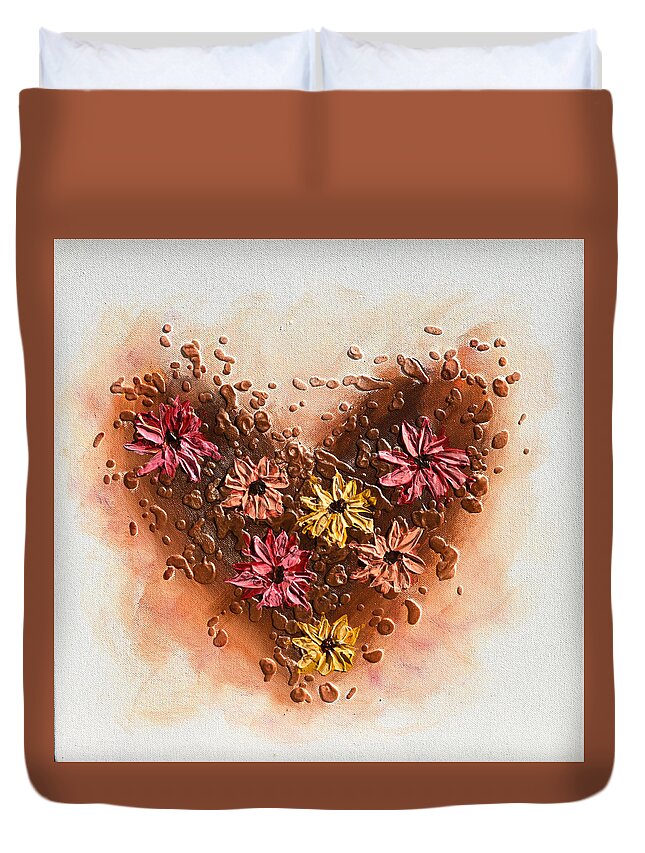 Heart Duvet Cover featuring the painting A floral Heart by Amanda Dagg