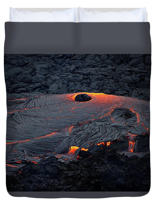 Volcano Duvet Cover featuring the photograph A heated pool in Iceland by Christopher Mathews