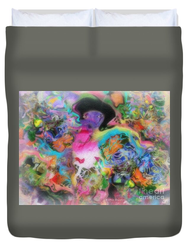 Photographic Art Duvet Cover featuring the digital art A Little Bird Told Me by Kathie Chicoine
