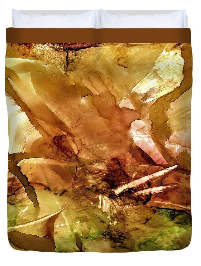 Alcohol Ink Duvet Cover featuring the painting A little break in my day by Angela Marinari