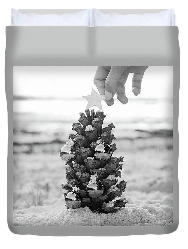 Christmas Duvet Cover featuring the photograph A Little Christmas - The Finishing Touch by Laura Fasulo