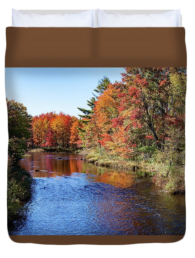 Maine Fall Colors Duvet Cover featuring the photograph A Maine Reflection by Jeff Folger