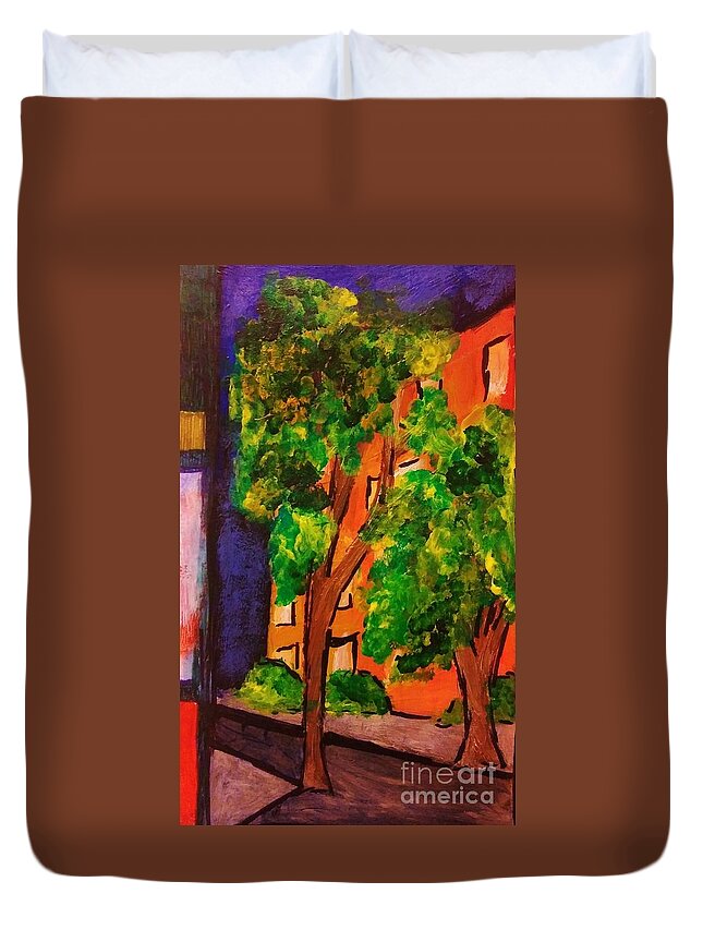 Chicago Duvet Cover featuring the painting A Night in Chicago by Christy Saunders Church