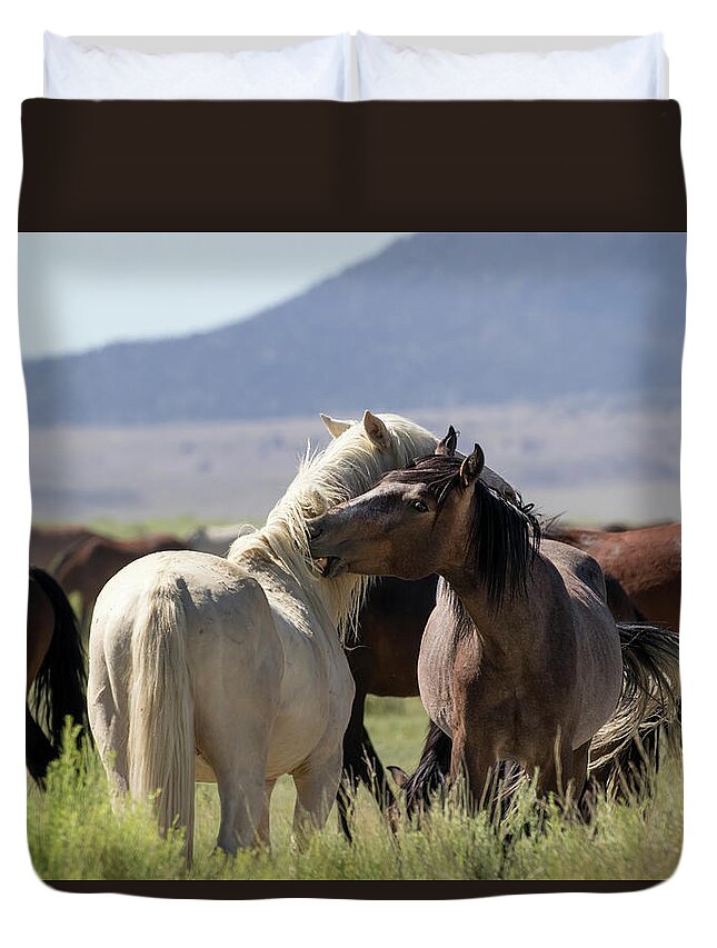 Eastern Sierra Duvet Cover featuring the photograph A Nip Here and There by Cheryl Strahl