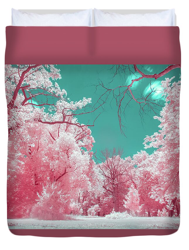 Pink Duvet Cover featuring the photograph A Park in Pink by Auden Johnson