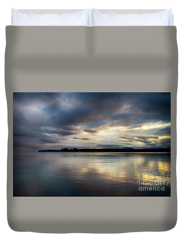 Sunrise Duvet Cover featuring the photograph A Point Of Land by Bob Christopher