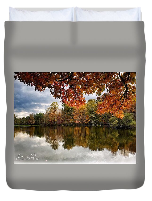 Fall Duvet Cover featuring the photograph A Season of Reflection by Andrea Platt