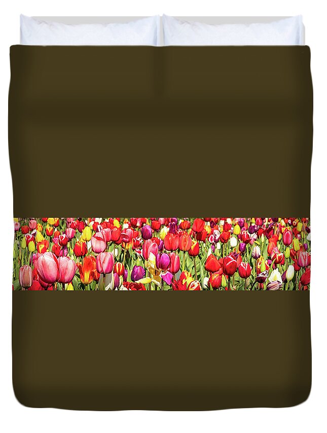 Tulip Duvet Cover featuring the photograph A Slice Of A Tulip Field by Elvira Peretsman