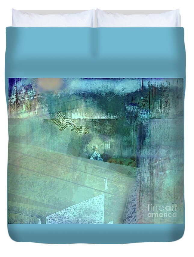 Abstract Impressionist Duvet Cover featuring the mixed media A Song for Those at Sea by Zsanan Studio