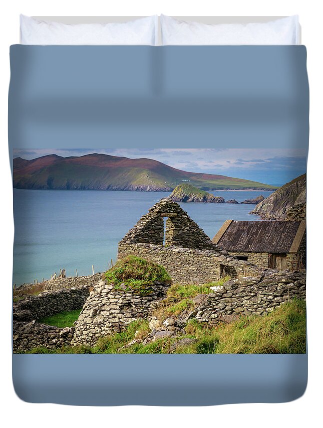 Stone Duvet Cover featuring the photograph A Stone's Story by Vicky Edgerly