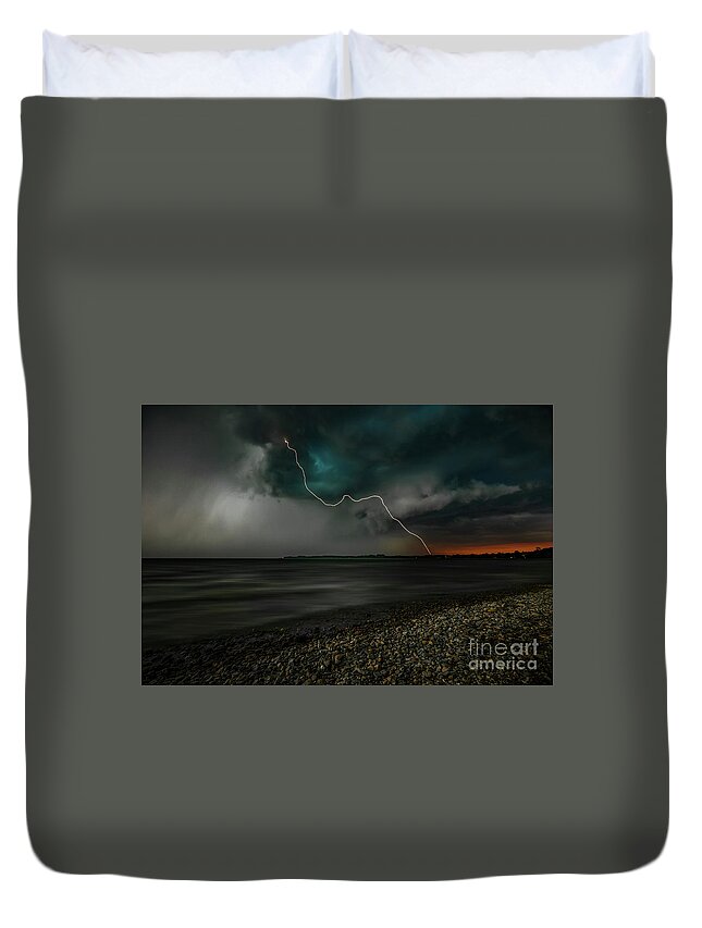 Bavaria Duvet Cover featuring the photograph A stormy day at the lake by Hannes Cmarits