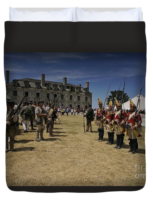 Old Military Uniforms Costumes Duvet Cover featuring the photograph A Story of Two Armies by Tony Lee