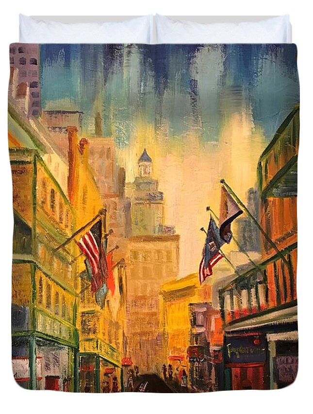 New Orleans Duvet Cover featuring the painting A Street in New Orleans by Sherrell Rodgers